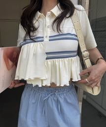WILLFULLY（ウィルフリー）の「random frill pique cropped polo shirt（Tシャツ/カットソー）」