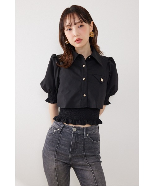 rienda（リエンダ）の「クロップドレイヤードブラウス　秋服（シャツ/ブラウス・レディース・イエロー系その他/ブラック/ホワイト・FREE）」の18枚目の写真