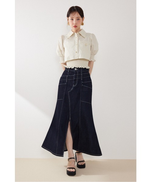 rienda（リエンダ）の「クロップドレイヤードブラウス　秋服（シャツ/ブラウス・レディース・イエロー系その他/ブラック/ホワイト・FREE）」の7枚目の写真