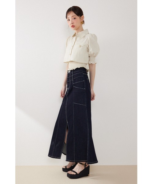 rienda（リエンダ）の「クロップドレイヤードブラウス　秋服（シャツ/ブラウス・レディース・イエロー系その他/ブラック/ホワイト・FREE）」の8枚目の写真