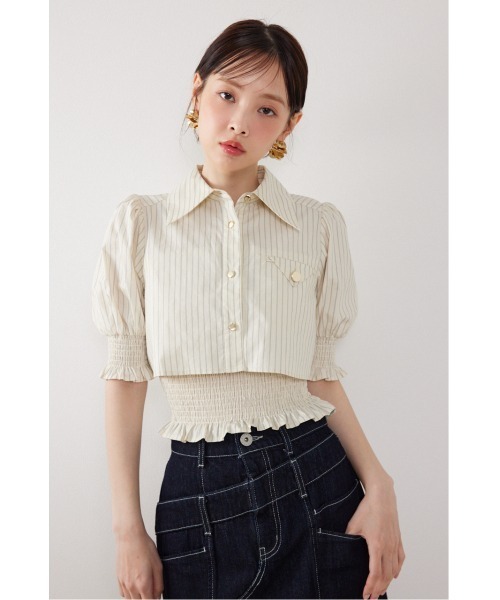 rienda（リエンダ）の「クロップドレイヤードブラウス　秋服（シャツ/ブラウス・レディース・イエロー系その他/ブラック/ホワイト・FREE）」の10枚目の写真
