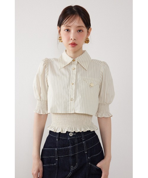 rienda（リエンダ）の「クロップドレイヤードブラウス　秋服（シャツ/ブラウス・レディース・イエロー系その他/ブラック/ホワイト・FREE）」の12枚目の写真