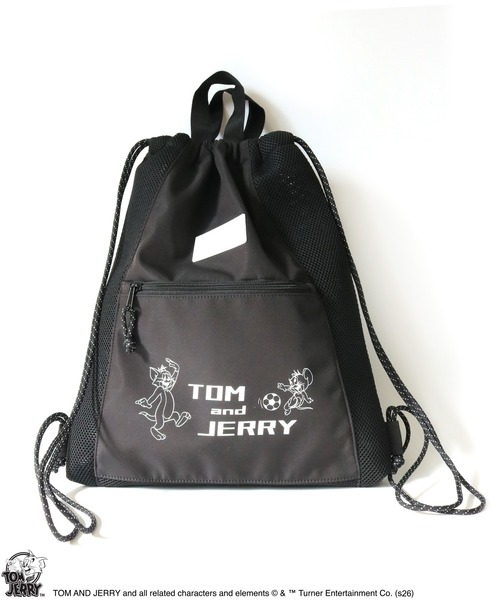 Tom&Jerry(トムアンドジェリー)の「【公式】TOM and JERRY SOCCERメッシュ切り替えナップサック(バックパック/リュック・レディース・ライトグレー/ブラック・FREE)」の6枚目の写真