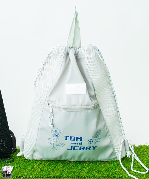 Tom&Jerry(トムアンドジェリー)の「【公式】TOM and JERRY SOCCERメッシュ切り替えナップサック(バックパック/リュック・レディース・ライトグレー/ブラック・FREE)」の4枚目の写真