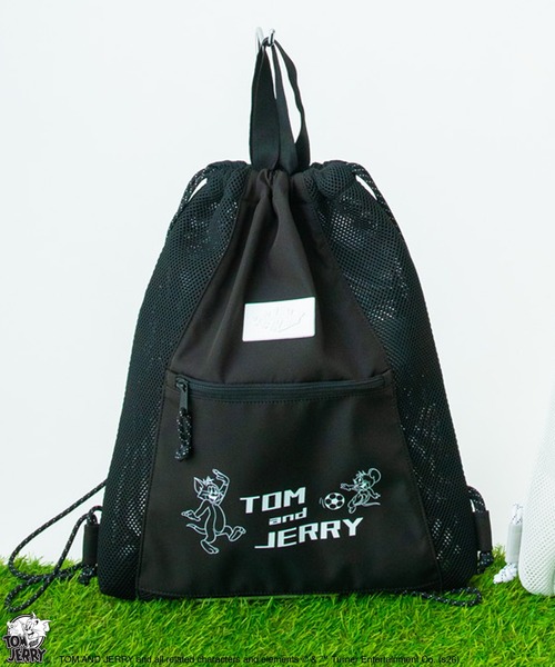 Tom&Jerry(トムアンドジェリー)の「【公式】TOM and JERRY SOCCERメッシュ切り替えナップサック(バックパック/リュック・レディース・ライトグレー/ブラック・FREE)」の5枚目の写真