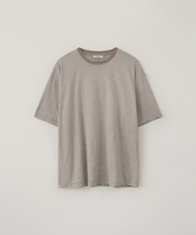 BLANKROOM（ブランクルーム）の「リンストライプハーフT_BEIGE/GRAY（Tシャツ/カットソー）」