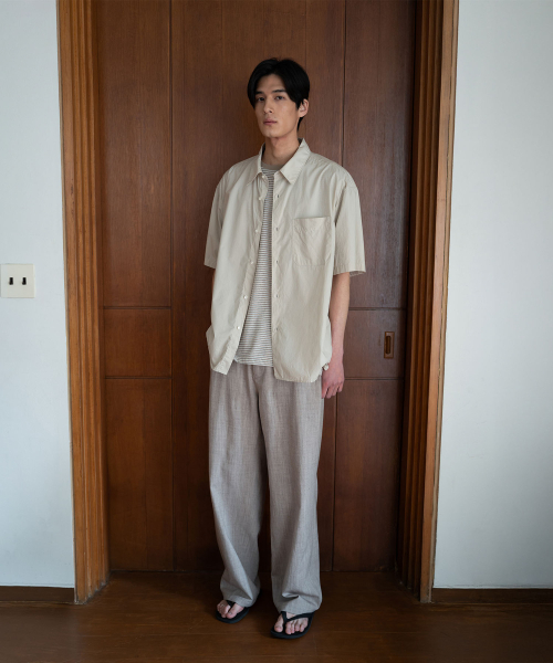 BLANKROOM(ブランクルーム)の「リンストライプハーフT_BEIGE/GRAY(Tシャツ/カットソー・メンズ・その他・1/2/4/3)」の3枚目の写真