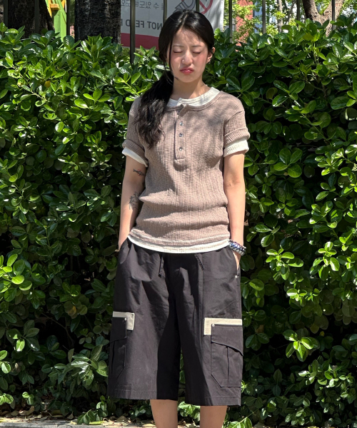 PARADIGMFILM（パラダイムフィルム）の「[Ep.02] スラブレイヤードヘンリーネックニットトップ（ベージュ）（Tシャツ/カットソー・レディース・その他・MEDIUM/LARGE）」の2枚目の写真