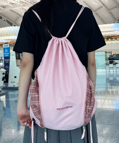WEB限定 / 2WAY仕様 /チェックジップナップサック /sqnz zip knapsack