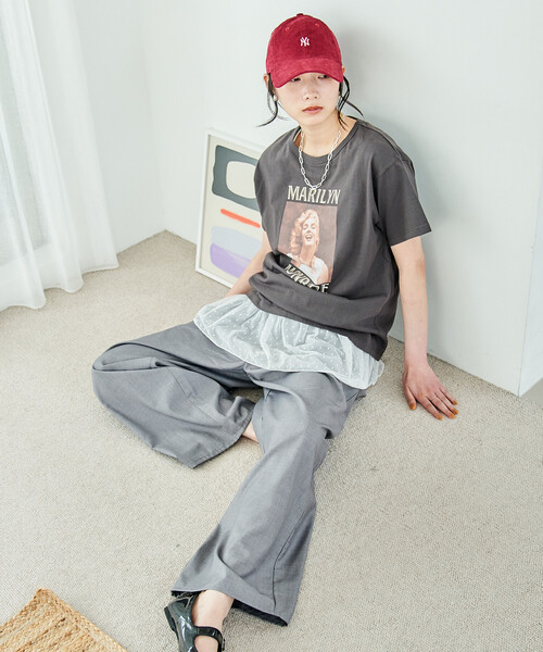 FREAK'S STORE(フリークスストア)の「異素材ドッキング タンクトップ/レースレイヤードタンクトップ(Tシャツ/カットソー・レディース・オフホワイト/チャコール/ナチュラル/ブラック・フリ-)」の16枚目の写真
