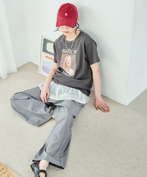 FREAK'S STORE(フリークスストア)の「異素材ドッキング タンクトップ/レースレイヤードタンクトップ(Tシャツ/カットソー・レディース・オフホワイト/チャコール/ナチュラル/ブラック・フリ-)」の17枚目の写真