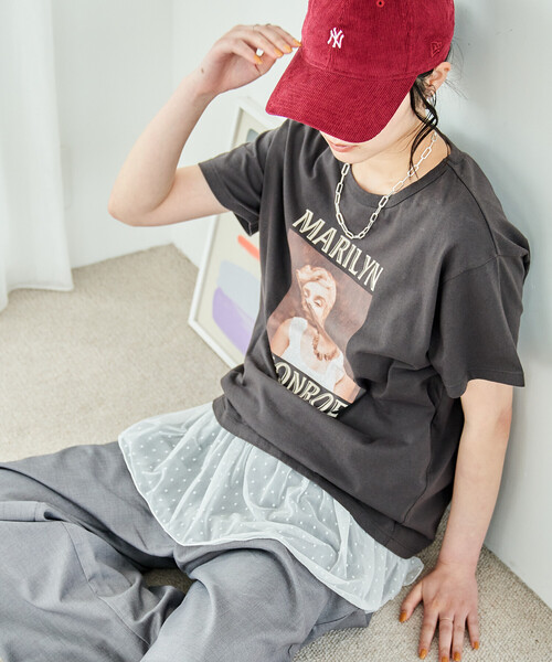 FREAK'S STORE(フリークスストア)の「異素材ドッキング タンクトップ/レースレイヤードタンクトップ(Tシャツ/カットソー・レディース・オフホワイト/チャコール/ナチュラル/ブラック・フリ-)」の18枚目の写真