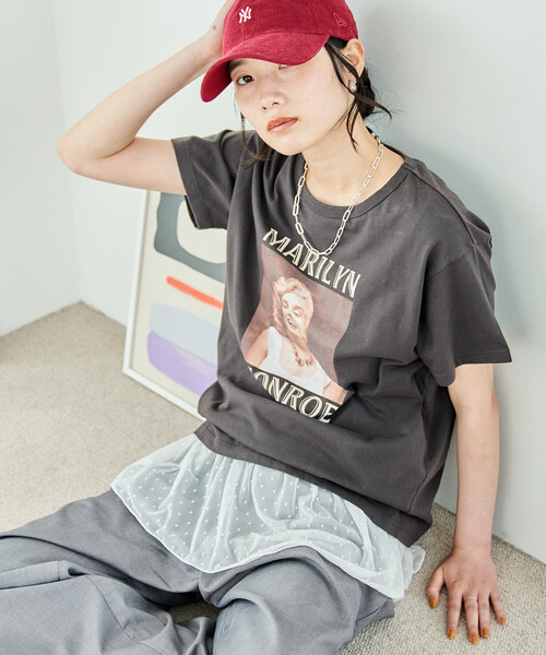 FREAK'S STORE(フリークスストア)の「異素材ドッキング タンクトップ/レースレイヤードタンクトップ(Tシャツ/カットソー・レディース・オフホワイト/チャコール/ナチュラル/ブラック・フリ-)」の20枚目の写真