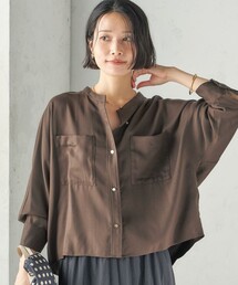 〈手洗い可能〉プリシュランク ツイル ショート シャツ 羽織