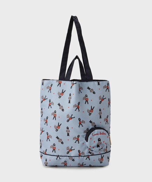 LAURA ASHLEY(ローラアシュレイ)の「【撥水加工/持ち手2WAY/ボールチェーン付き】パッカブル トートバッグ ヴィンテージソルジャー柄(トートバッグ・レディース・ホワイト系1/ブルー系・00)」の7枚目の写真