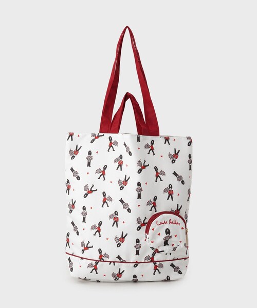 LAURA ASHLEY(ローラアシュレイ)の「【撥水加工/持ち手2WAY/ボールチェーン付き】パッカブル トートバッグ ヴィンテージソルジャー柄(トートバッグ・レディース・ホワイト系1/ブルー系・00)」の8枚目の写真