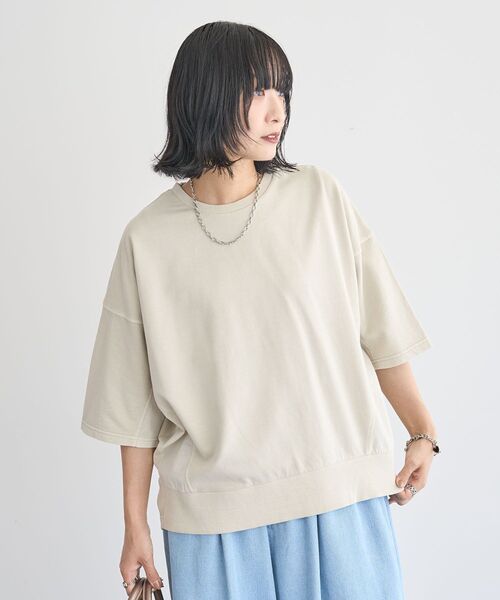 Green　Parks（グリーンパークス）の「ピグメントドッキングプルオーバー（Tシャツ/カットソー・レディース・チャコールグレー/ベージュ/ブラウン・FREE）」の3枚目の写真