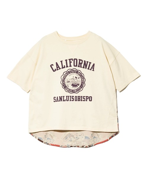 go slow caravan(ゴースローキャラバン)の「Lime.inc/ライム スカーフ生地 後ろシャツ風 半袖PO(Tシャツ/カットソー・レディース・ピンク/アイボリー・FREE)」の5枚目の写真