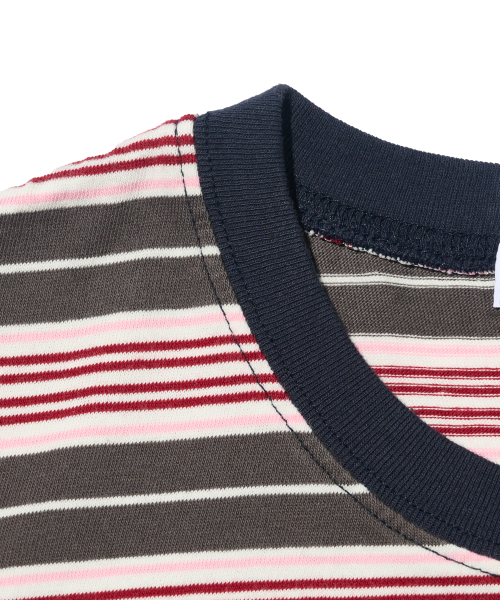 TAILOR STUDIO(テーラースタジオ)の「オールデイマルチストライプ半袖Tシャツ(チャコール)(Tシャツ/カットソー・レディース・その他・FREE)」の3枚目の写真