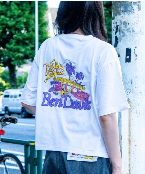 BEN DAVIS(ベンデイビス)の「《BEN DAVIS》LADIES TEE/ベンデイビス レディースTシャツ ショート丈 短め丈 抗菌防臭(Tシャツ/カットソー・レディース・ホワイト/チャコールグレー・MEDIUM/LARGE)」の2枚目の写真