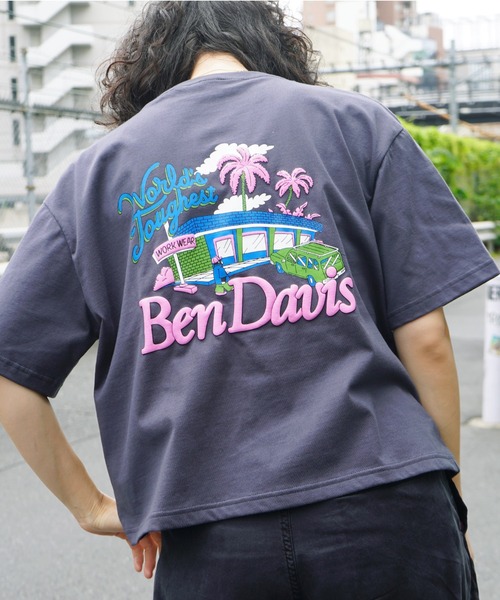 BEN DAVIS(ベンデイビス)の「《BEN DAVIS》LADIES TEE/ベンデイビス レディースTシャツ ショート丈 短め丈 抗菌防臭(Tシャツ/カットソー・レディース・ホワイト/チャコールグレー・MEDIUM/LARGE)」の4枚目の写真