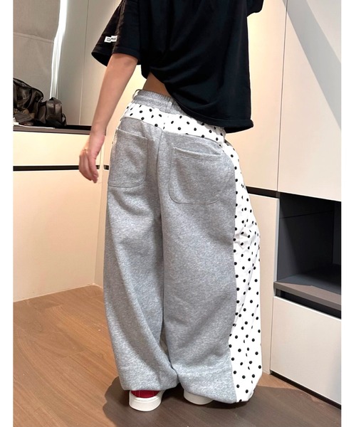 SHEENA(シーナ)の「【裾ドローコード付き】ハート刺繍ロゴドット切替スウェットワイドパンツ(スウェットパンツ・レディース・グレー・M)」の13枚目の写真
