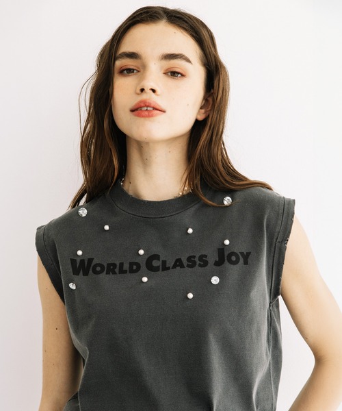 WCJ(ダブルシージェイ)の「ビジューノースリーブTEE(Tシャツ/カットソー・レディース・ブラック/ネイビー/ホワイト・FREE)」の2枚目の写真