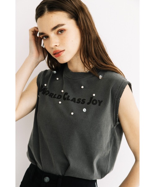 WCJ(ダブルシージェイ)の「ビジューノースリーブTEE(Tシャツ/カットソー・レディース・ブラック/ネイビー/ホワイト・FREE)」の15枚目の写真