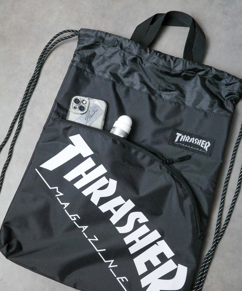 THRASHER(スラッシャー)の「【THRASHER】ナップサック(バックパック/リュック・メンズ・ブラック×ホワイト・FREE)」の5枚目の写真