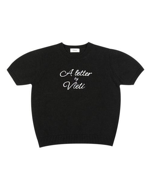 VLETI（ブレッティ）の「Lettering Cotton Round Half Knit (black)（ニット/セーター・レディース・ブラック・FREE）」の2枚目の写真