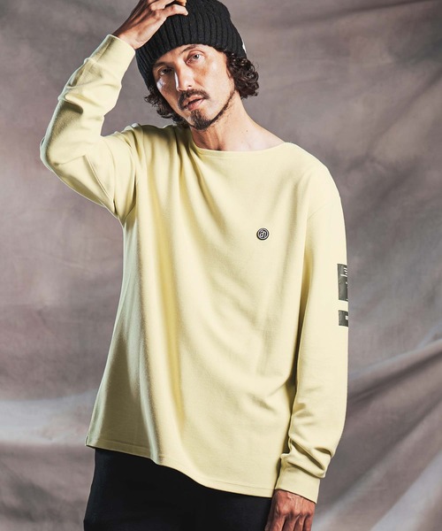 ANGENEHM（アンゲネーム）の「mlt5801-Smooth Jersey Narrow Boat-Neck Long Sleeve T-shirt ロングスリーブTシャツ(AG07-001acg)（Tシャツ/カットソー・メンズ・オフホワイト/ミント/ブラック/ミックスグレー/ワイン・S/M/L）」の4枚目の写真