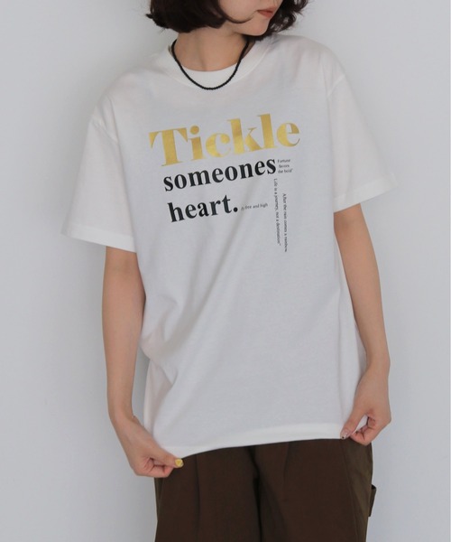 HER CLOSET(ハークローゼット)の「【HER CLOSET】 箔ロゴプリントTシャツ FOIL LOGO PRINT T-SHIRT(Tシャツ/カットソー・レディース・オフホワイト/ブラック・L/M/S)」の16枚目の写真