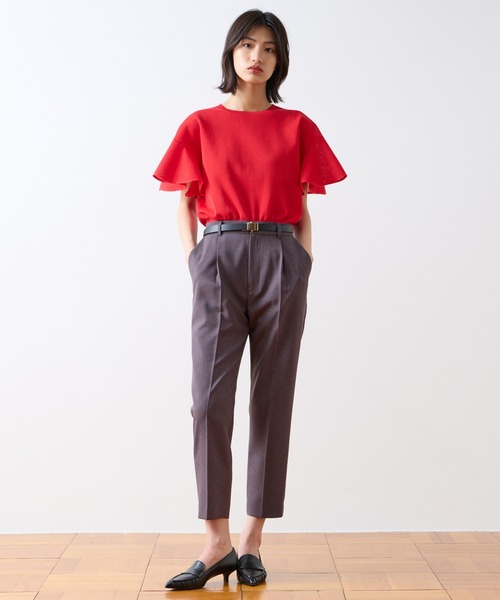Tiara(ティアラ)の「タックテーパードパンツ(スラックス・レディース・チャコールグレー/ベージュ/グリーン・2/3/4)」の5枚目の写真