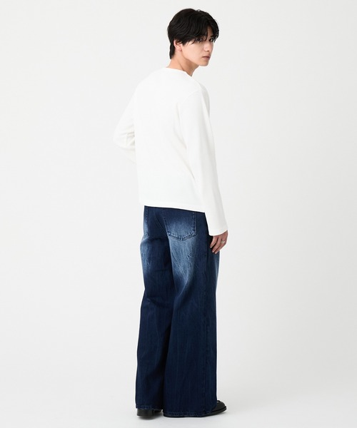 EVOLVERA(エボルヴェラー)の「Vintage Button-Fry Semi-Flare Denim Pants / ヴィンテージ ボタンフライ セミフレアデニムパンツ(デニムパンツ・メンズ・ブルー/ブラック・M/L)」の3枚目の写真