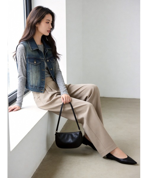 Sew loop(ソーループ)の「ドット柄長袖カットソーTシャツ・ラウンドネック(Tシャツ/カットソー・レディース・ブラック/グレー・FREE)」の8枚目の写真