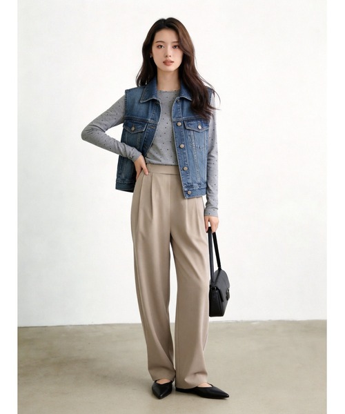 Sew loop(ソーループ)の「ドット柄長袖カットソーTシャツ・ラウンドネック(Tシャツ/カットソー・レディース・ブラック/グレー・FREE)」の7枚目の写真