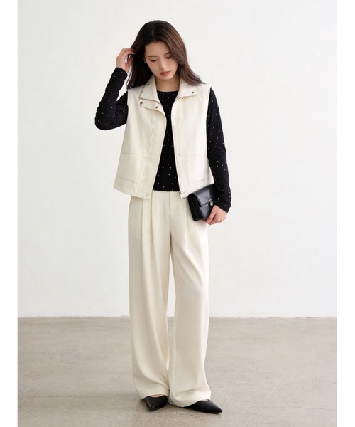 Sew loop(ソーループ)の「ドット柄長袖カットソーTシャツ・ラウンドネック(Tシャツ/カットソー・レディース・ブラック/グレー・FREE)」の13枚目の写真