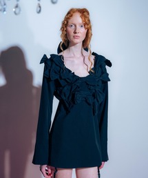 Carmelo（カーメロ）の「Ribbon Tunic Shirt Dress / スクエアリボンチュニックシャツ（ワンピース）」