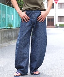 LUXSTYLE | ウォバッシュチェックワイドバレルパンツ(デニムパンツ)