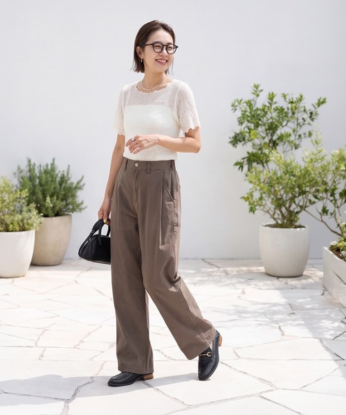 STYLE DELI（スタイルデリ）の「こなれた洗い加工タック入りコットンパンツ（その他パンツ・レディース・ブラック/ブラウン・FREE）」の3枚目の写真