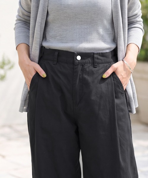 STYLE DELI（スタイルデリ）の「こなれた洗い加工タック入りコットンパンツ（その他パンツ・レディース・ブラック/ブラウン・FREE）」の17枚目の写真