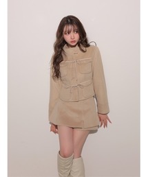 Double ribbon lady short jacket(eme11102)