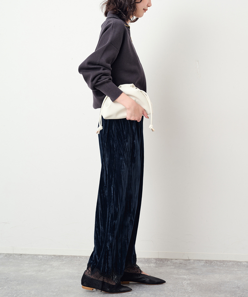 SLOBE IENA(スローブイエナ)の「ベロアヘムレースパンツ(その他パンツ・レディース・カーキ/ネイビー・36/38)」の12枚目の写真