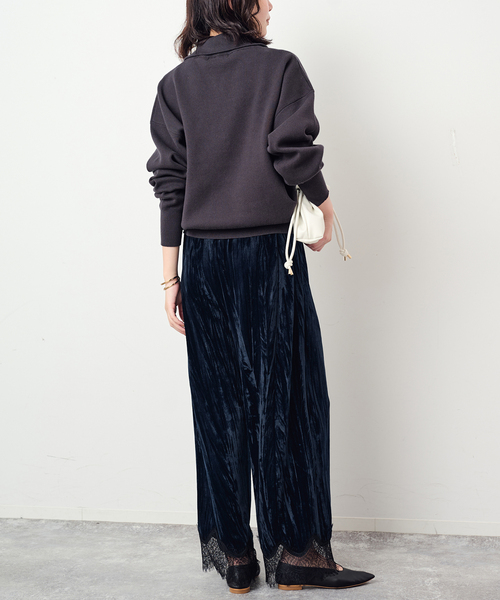 SLOBE IENA(スローブイエナ)の「ベロアヘムレースパンツ(その他パンツ・レディース・カーキ/ネイビー・36/38)」の13枚目の写真
