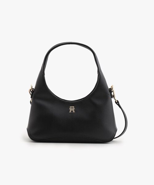 TOMMY HILFIGER(トミーヒルフィガー)の「THモノグラムプレート付き クロスボディホーボーバッグ(ショルダーバッグ・レディース・ワイン系2/ブラック・FREE)」の8枚目の写真