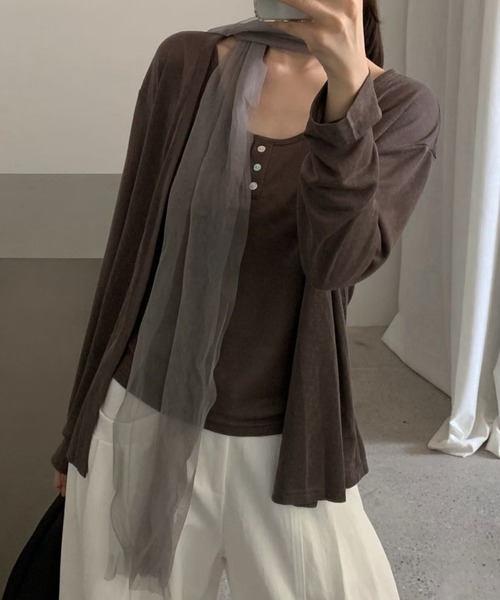 FLINEA(フリネア)の「タンクトップ&カーディガン(セットアップ・レディース・チャコールグレー/ベージュ/アイボリー・FREE)」の8枚目の写真
