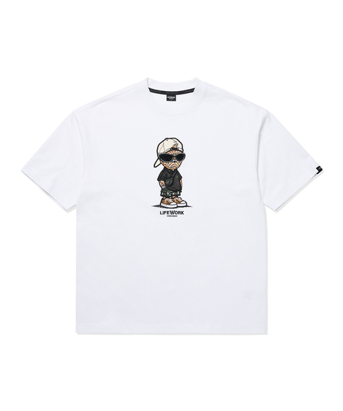 LIFE WORK(ライフワーク)の「共用) ストリートスナップバックヒップドッグ半袖Tシャツ(Tシャツ/カットソー・メンズ・ホワイト/ブラック/ブルー・SMALL/MEDIUM/LARGE)」の1枚目の写真