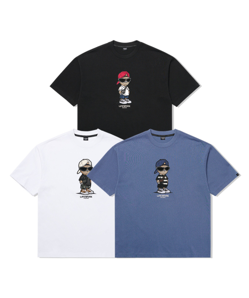 LIFE WORK(ライフワーク)の「共用) ストリートスナップバックヒップドッグ半袖Tシャツ(Tシャツ/カットソー・メンズ・ホワイト/ブラック/ブルー・SMALL/MEDIUM/LARGE)」の4枚目の写真