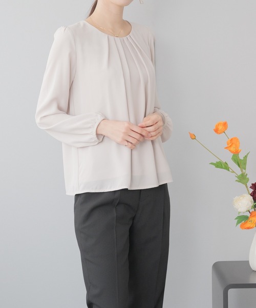 festinalente（フェスティナレンテ）の「ジョーゼット フロントタック 長袖ブラウス（シャツ/ブラウス・レディース・ホワイト/サックスブルー/ベージュ/ブラック・LL/S/L/M/3L）」の16枚目の写真