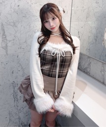 ファー付きボレロ風トップス